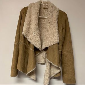 Chicwish faux suede & fur open front sweater